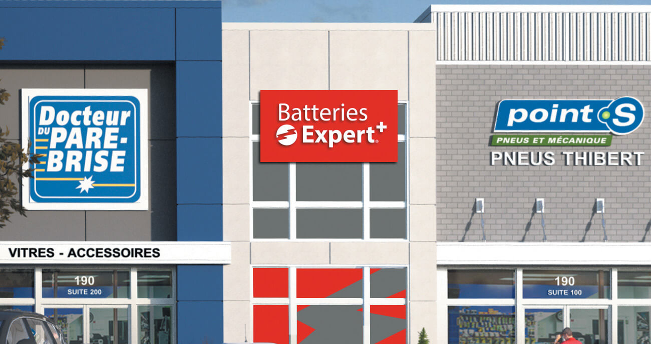 Batiment du Coteur du Pare-Brise, Batteries Expert et point S à Mercier